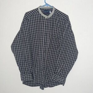 Wrangler‎ Shirt Mens 16.5/34 X-Long Tail Brown Plaid Long Sleeve Mandarin Collar